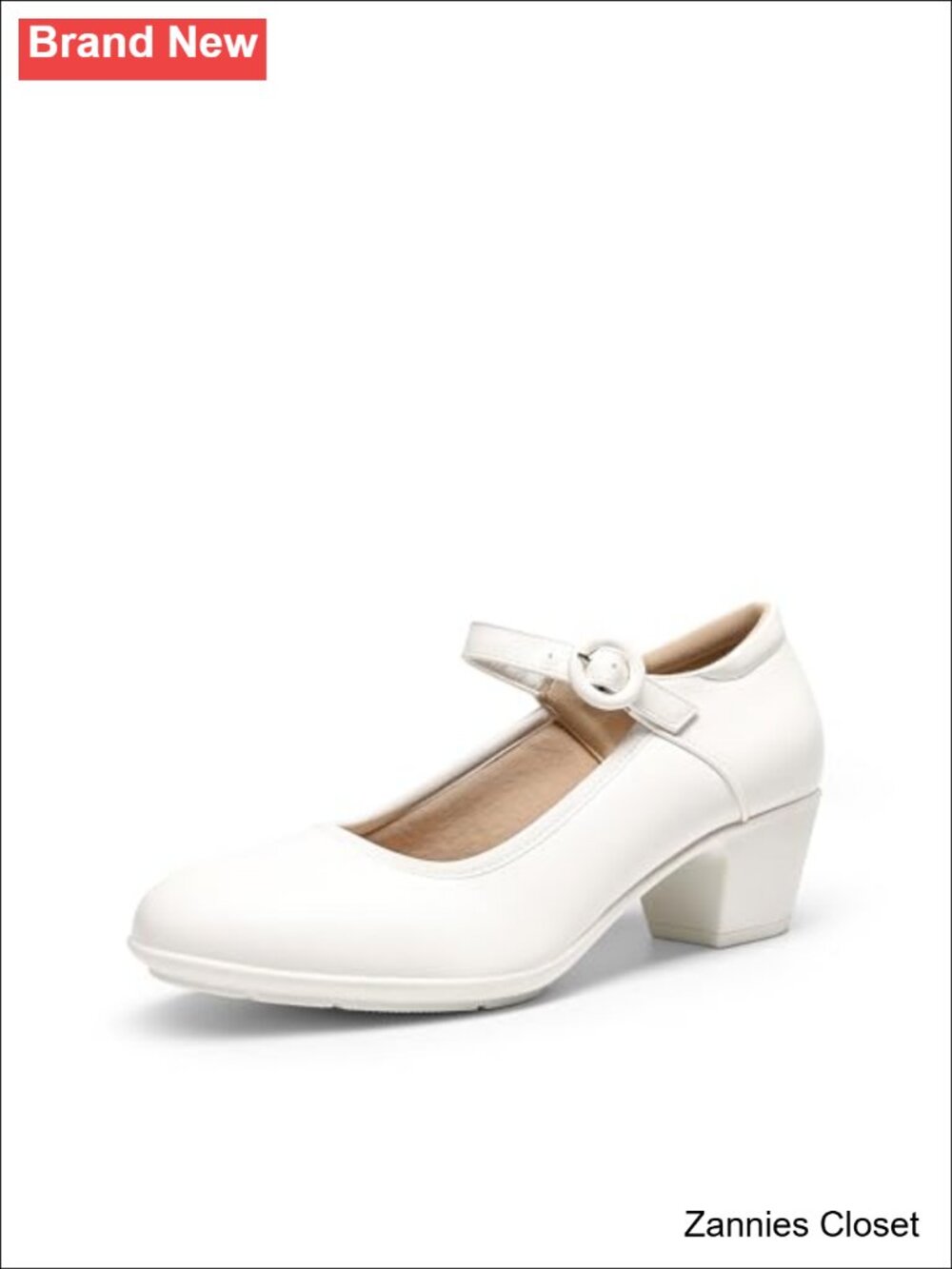✨ Mary Jane Low Chunky Dress Pumps Faux Leather Block Heel